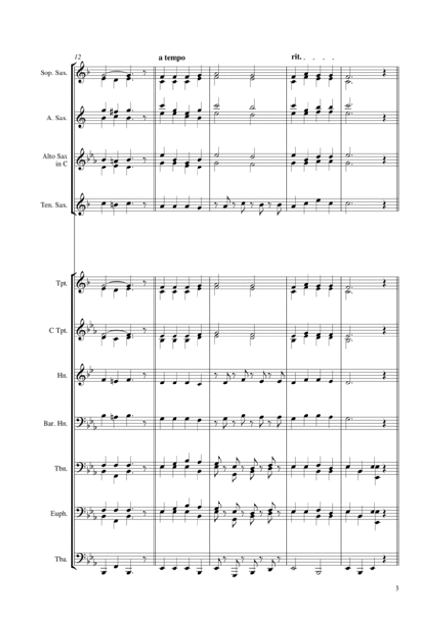 Au Claire de la lune Brass Ensemble scores gallery preview page 3