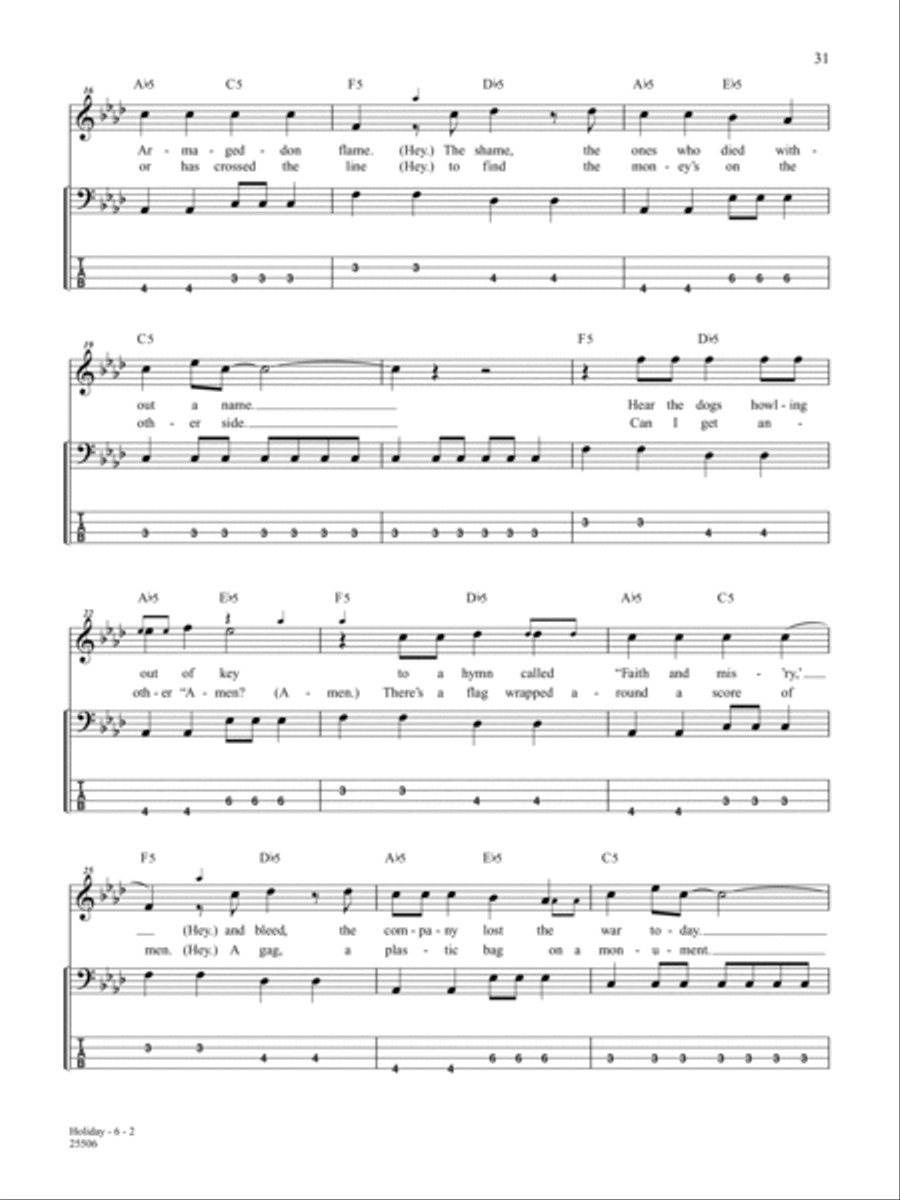 Holiday Bass Guitar Tablature scores gallery preview page 2