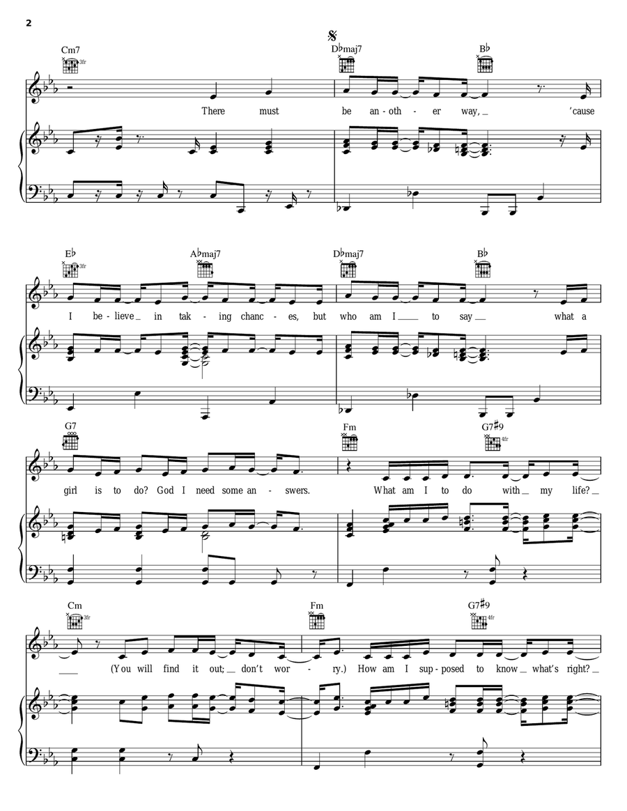 Overprotected Piano, Vocal, Guitar scores gallery preview page 2