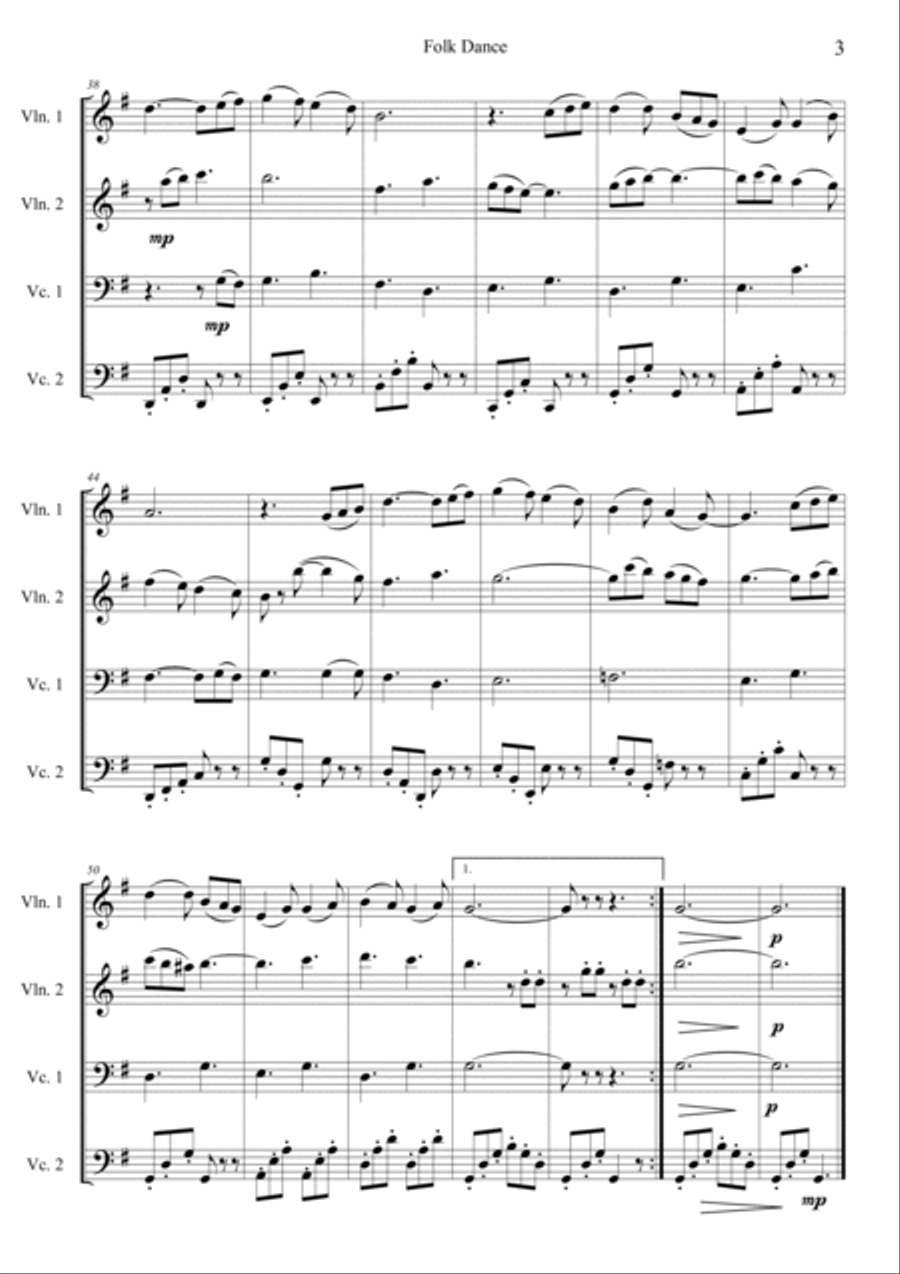Folk Dance String Quartet scores gallery preview page 3