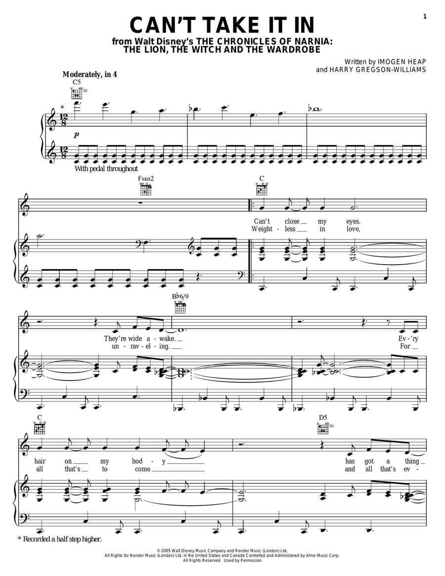 Can't Take It In Piano, Vocal, Guitar scores gallery preview page 1