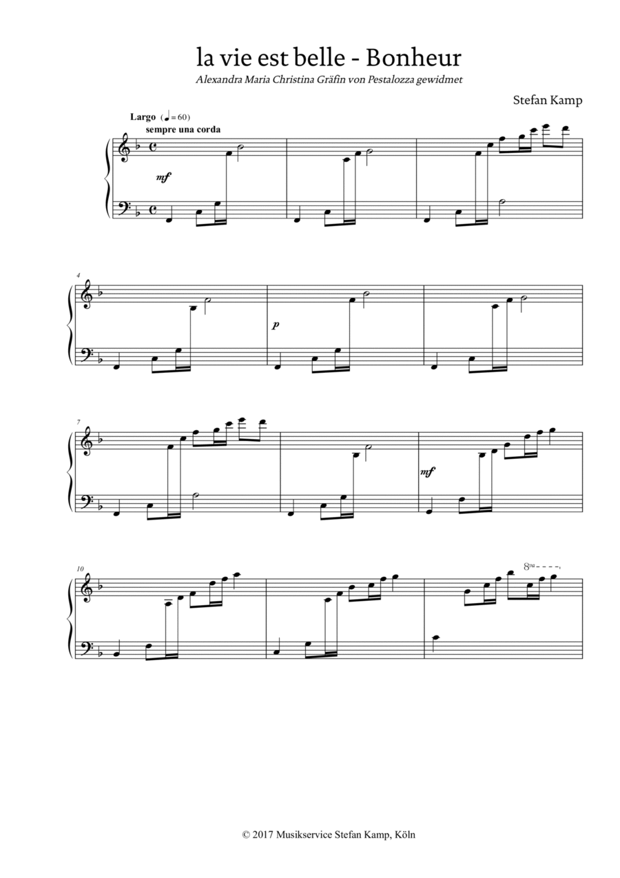 Bonheur (La vie est belle) Piano Solo scores gallery preview page 1