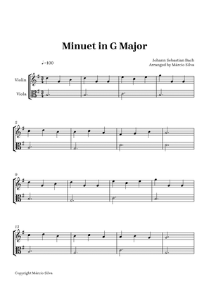 Book cover for Minuet in G Major - for violin and viola