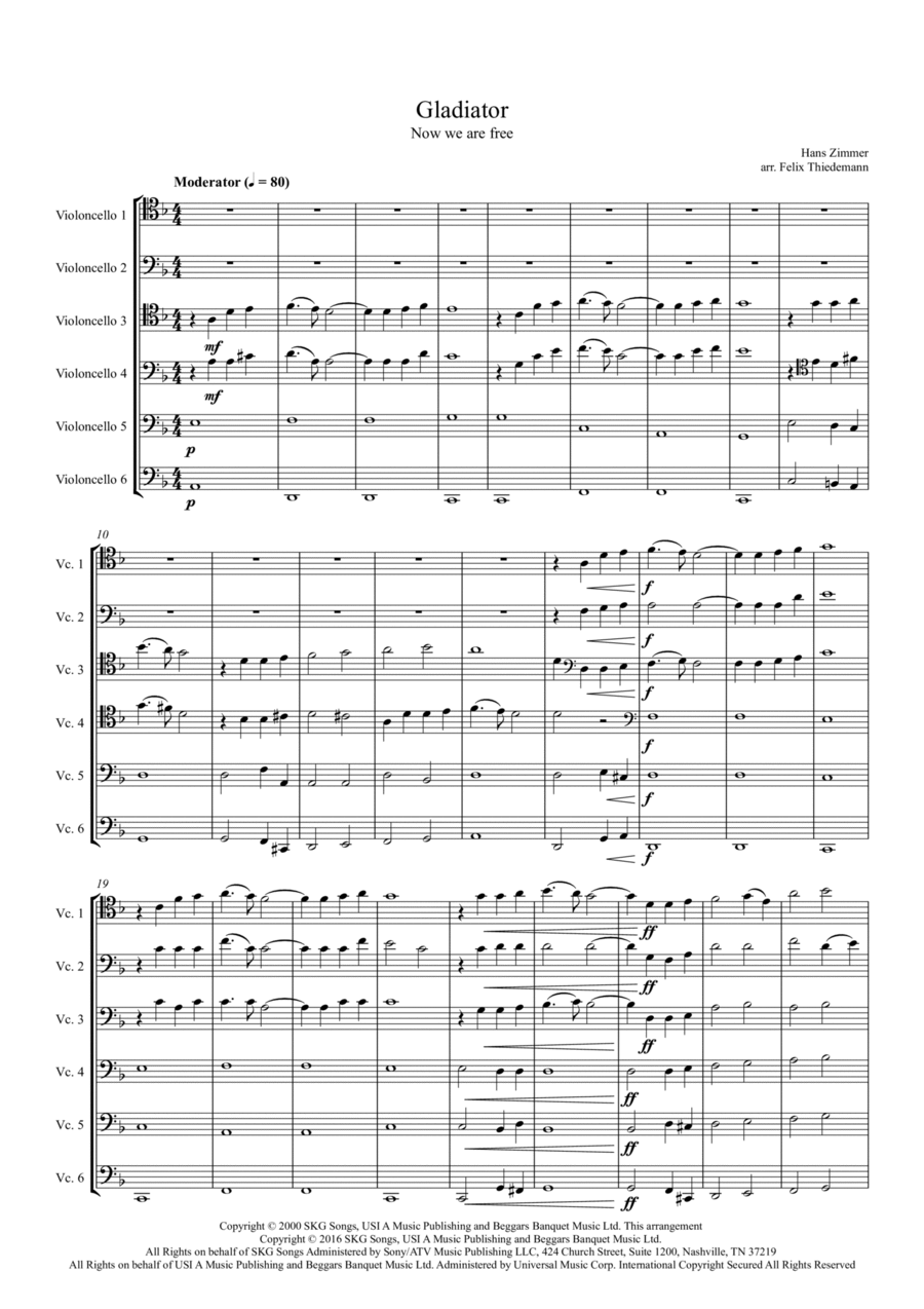 Now We Are Free - Score Only Set of Parts scores gallery preview page 1