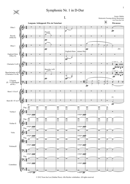 Mahler (arr. Lee): Symphony No. 1 in D Major 1st movement - Score Only