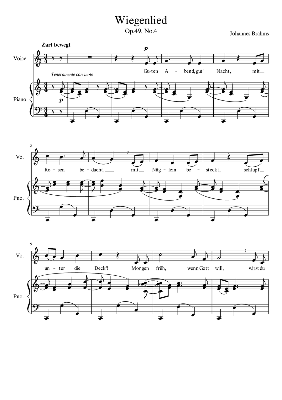 Wiegenlied - C Major Wiegenlied - C Major Voice Solo scores gallery preview page 2