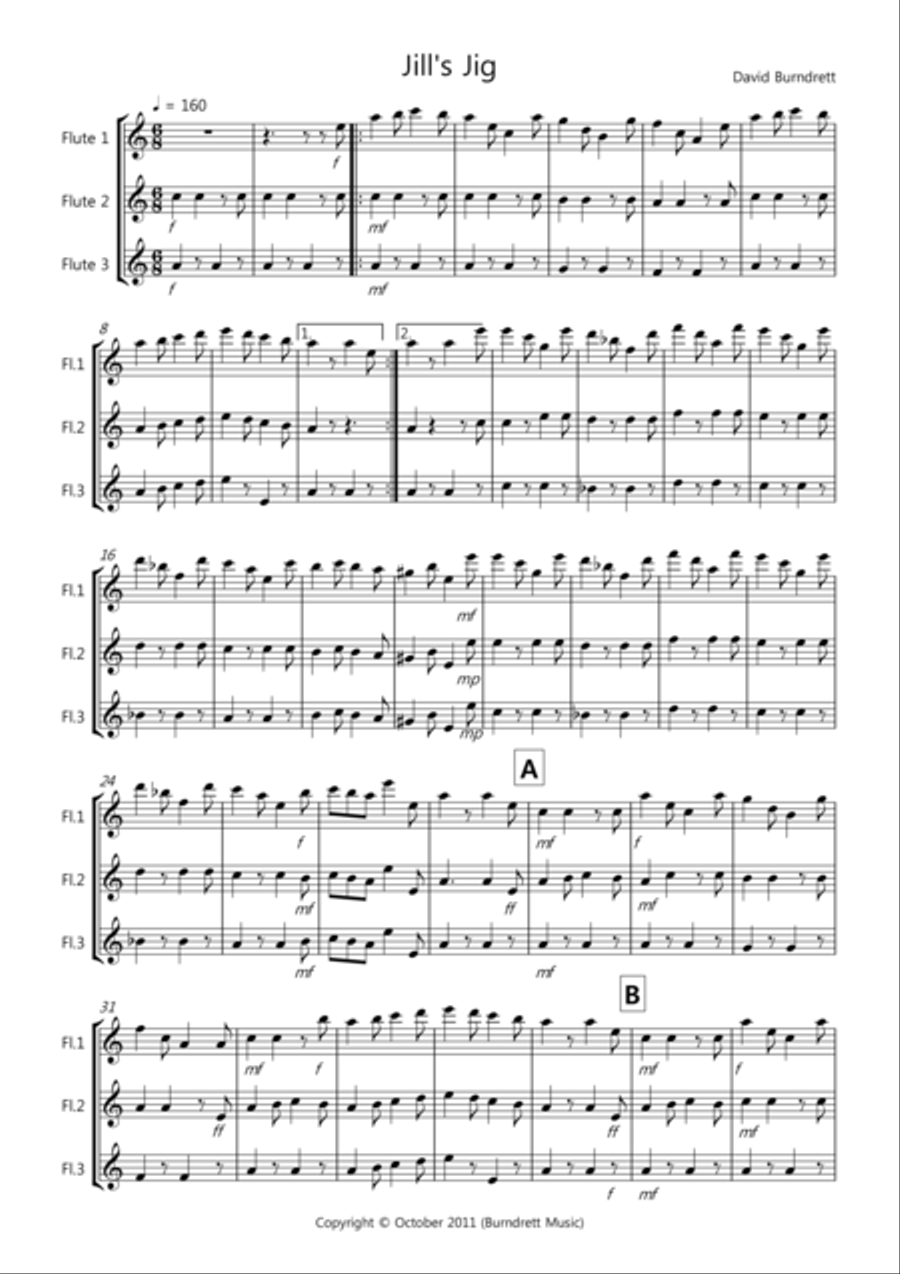 Jill's Jig for Flute Trio Flute Solo scores gallery preview page 1