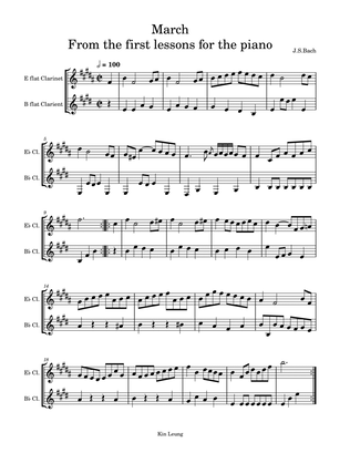 March from the first lesson for the piano (for e flat clarinet and b flat clarinet duet)