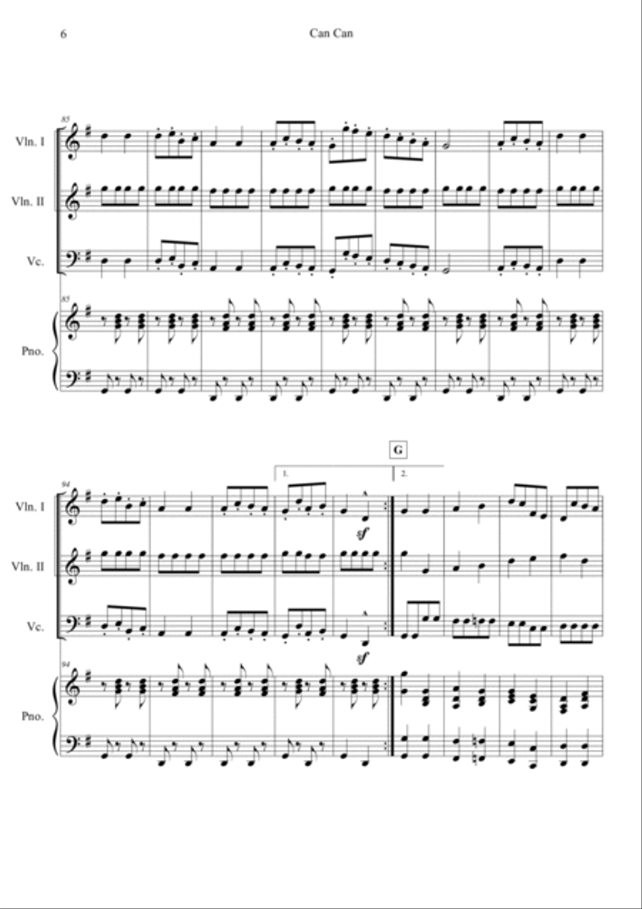 Can Can (from Orpheus in the Underworld) Piano Quartet scores gallery preview page 6