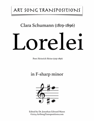SCHUMANN: Lorelei (transposed to F-sharp minor)