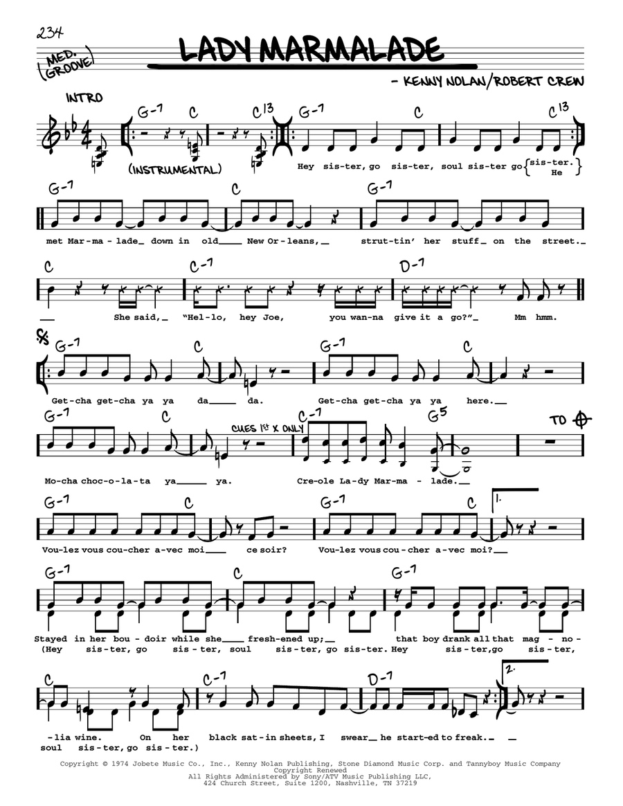 Lady Marmalade Voice scores gallery preview page 1