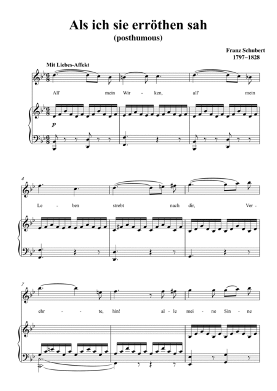 Schubert-Als ich sie errothen sah inbB for Vocal and Piano Voice scores gallery preview page 2