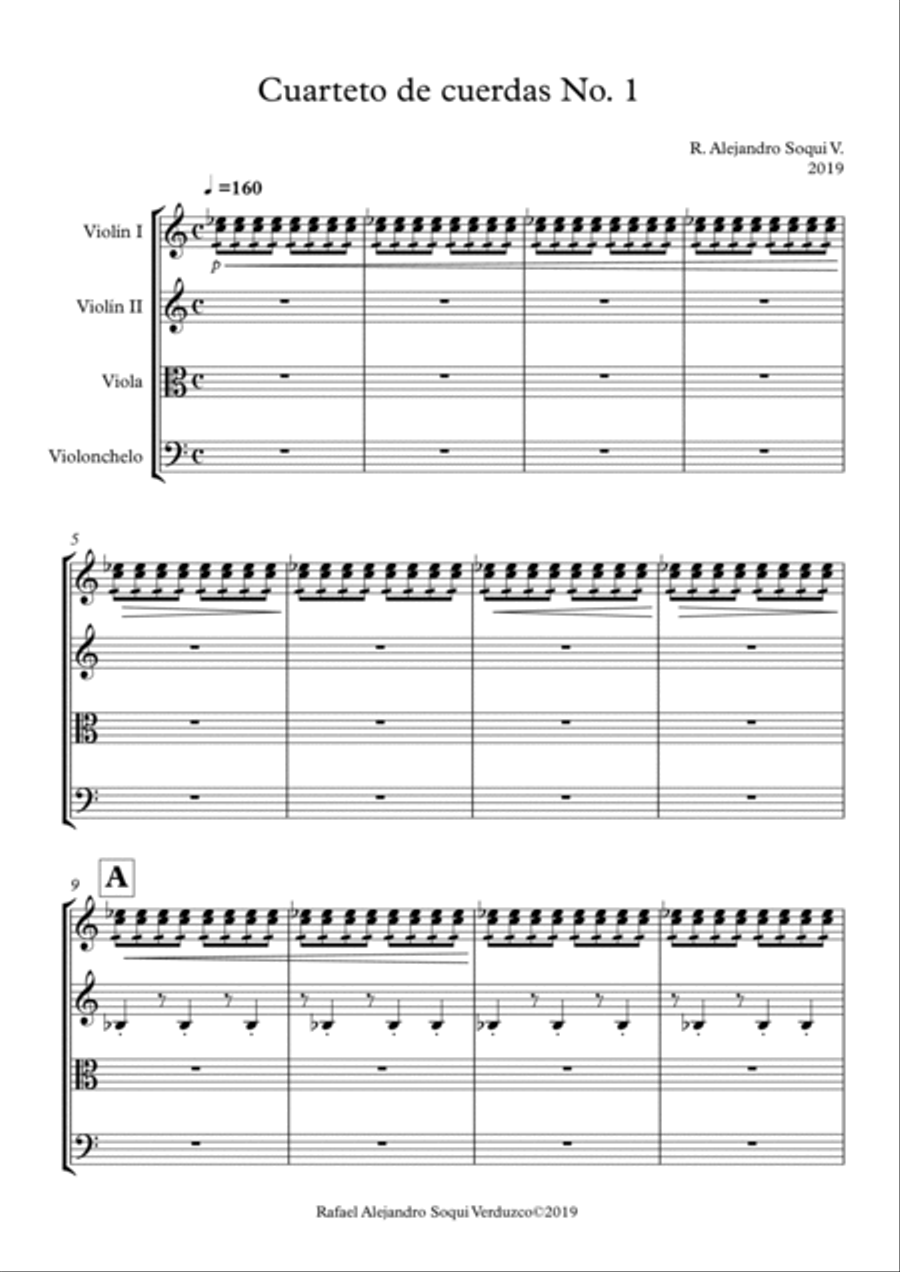 Cuarteto de cuerdas No. 1 Op. 1 - Alejandro Soqui (Score) String Quartet scores gallery preview page 2