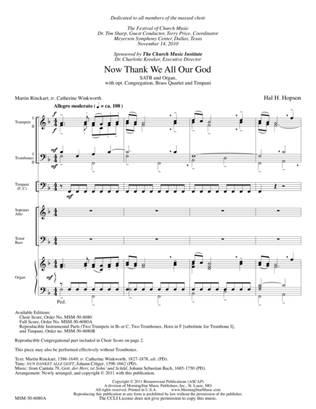 Book cover for Now Thank We All Our God (Full Score)