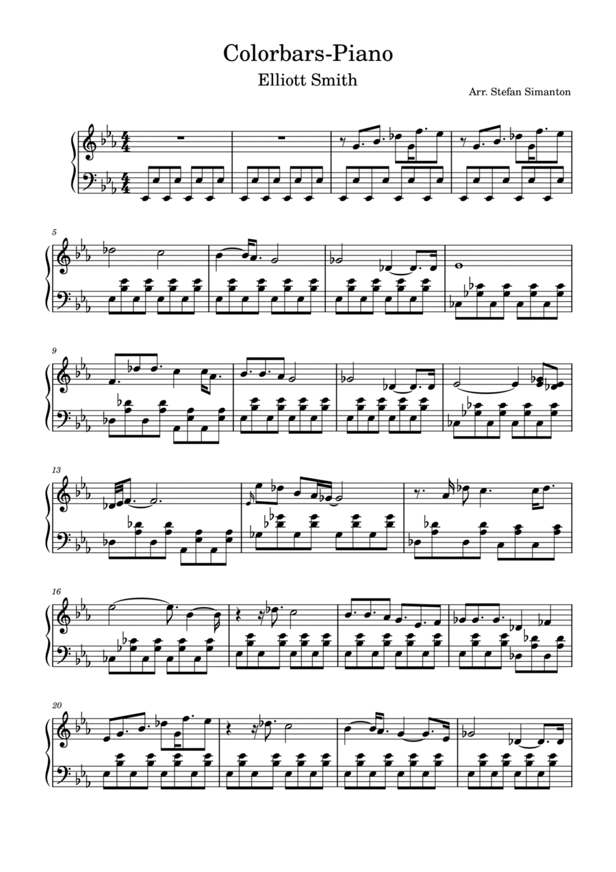Color Bars Piano Solo scores gallery preview page 1