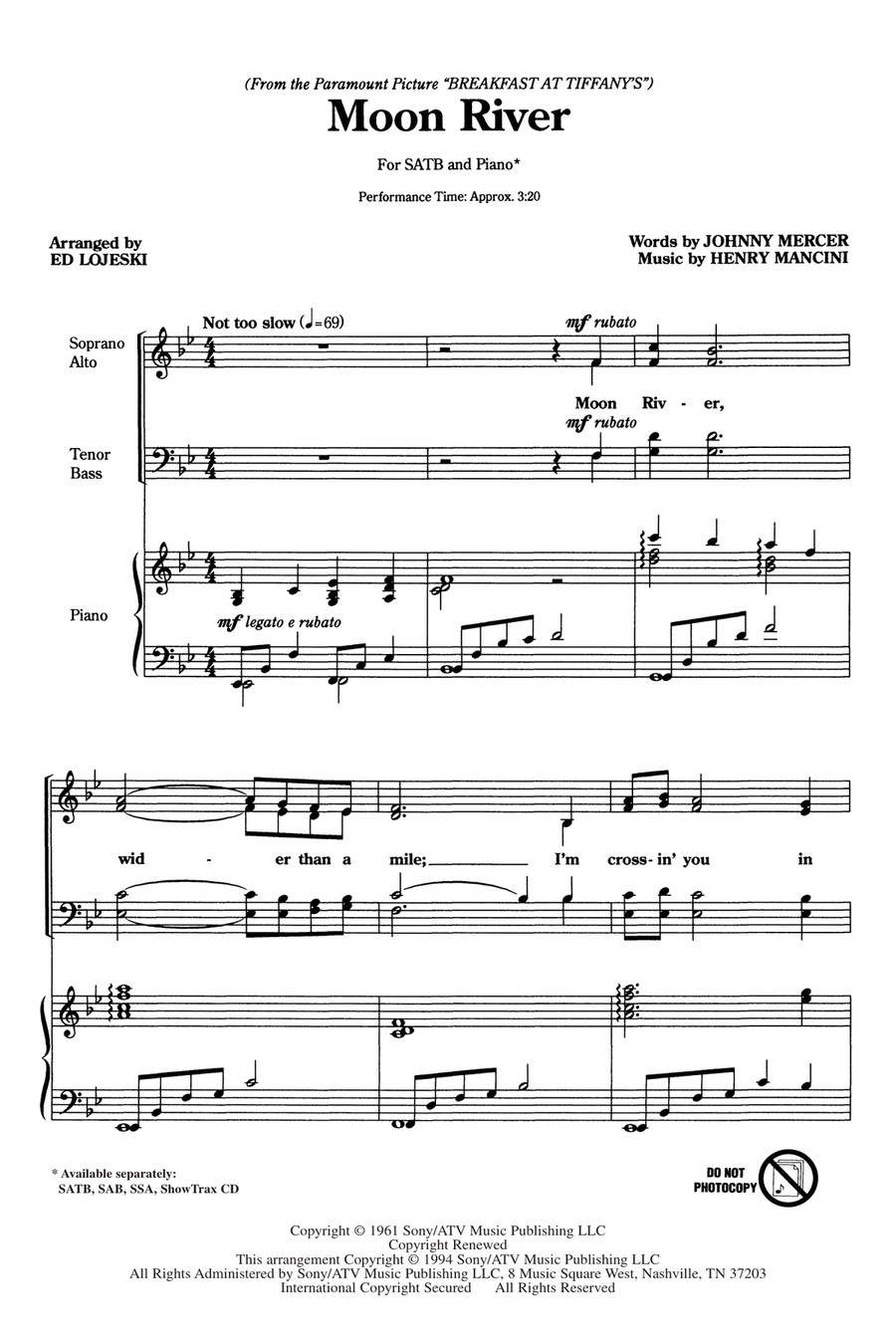 Moon River 4-Part scores gallery preview page 1