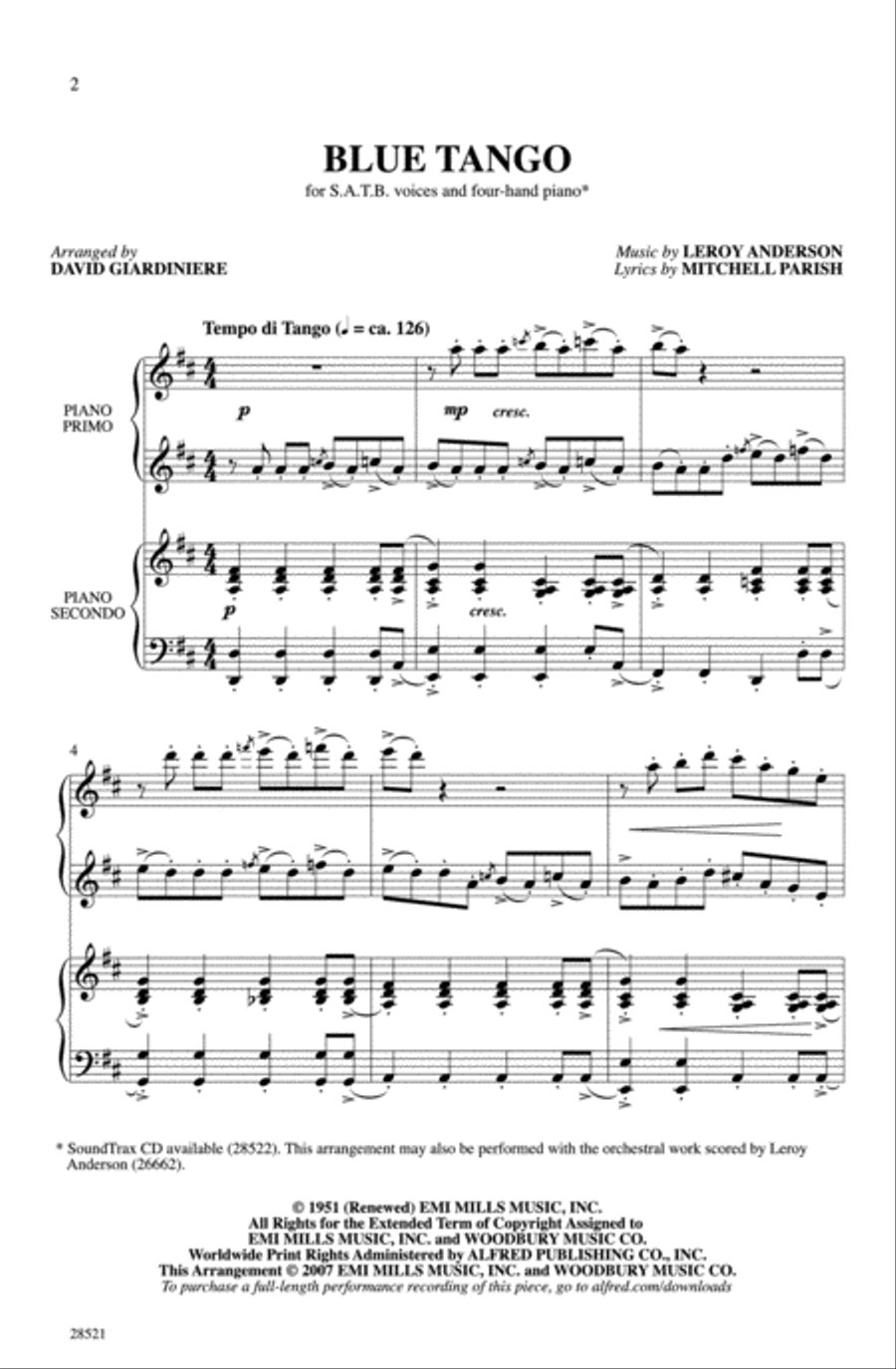 Blue Tango Blue Tango 4-Part scores gallery preview page 16