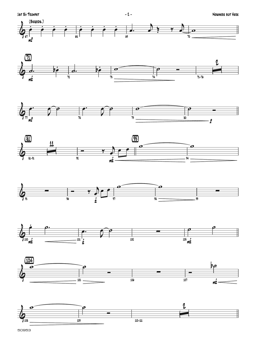 Nowhere but Here: 1st B-flat Trumpet B-Flat Trumpet scores gallery preview page 2
