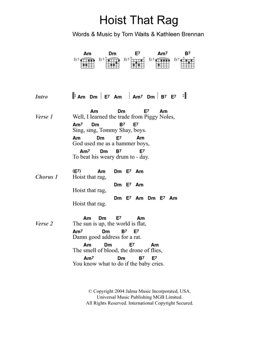 Hoist That Rag Easy Guitar scores gallery preview page 1