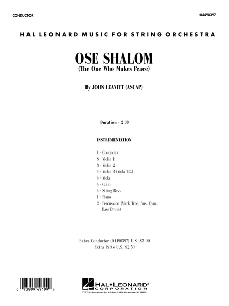Ose Shalom (The One Who Makes Peace) - Full Score