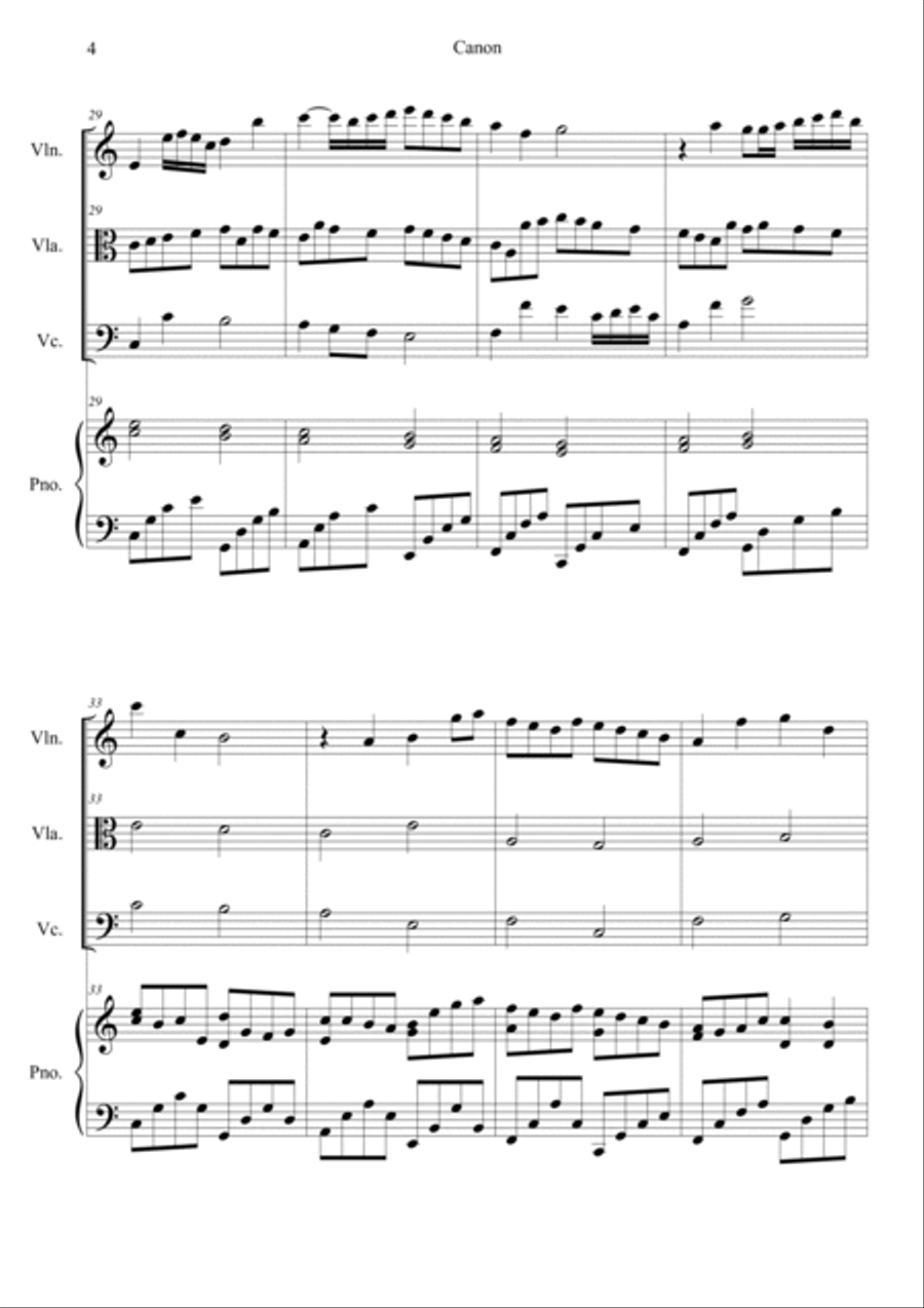 Canon in C Piano Quartet scores gallery preview page 4