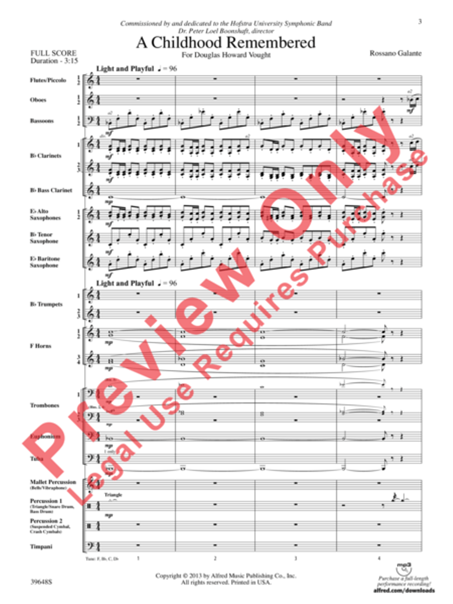 A Childhood Remembered Concert Band scores gallery preview page 3