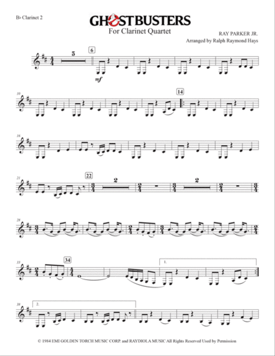 Ghostbusters Clarinet Quartet scores gallery preview page 6