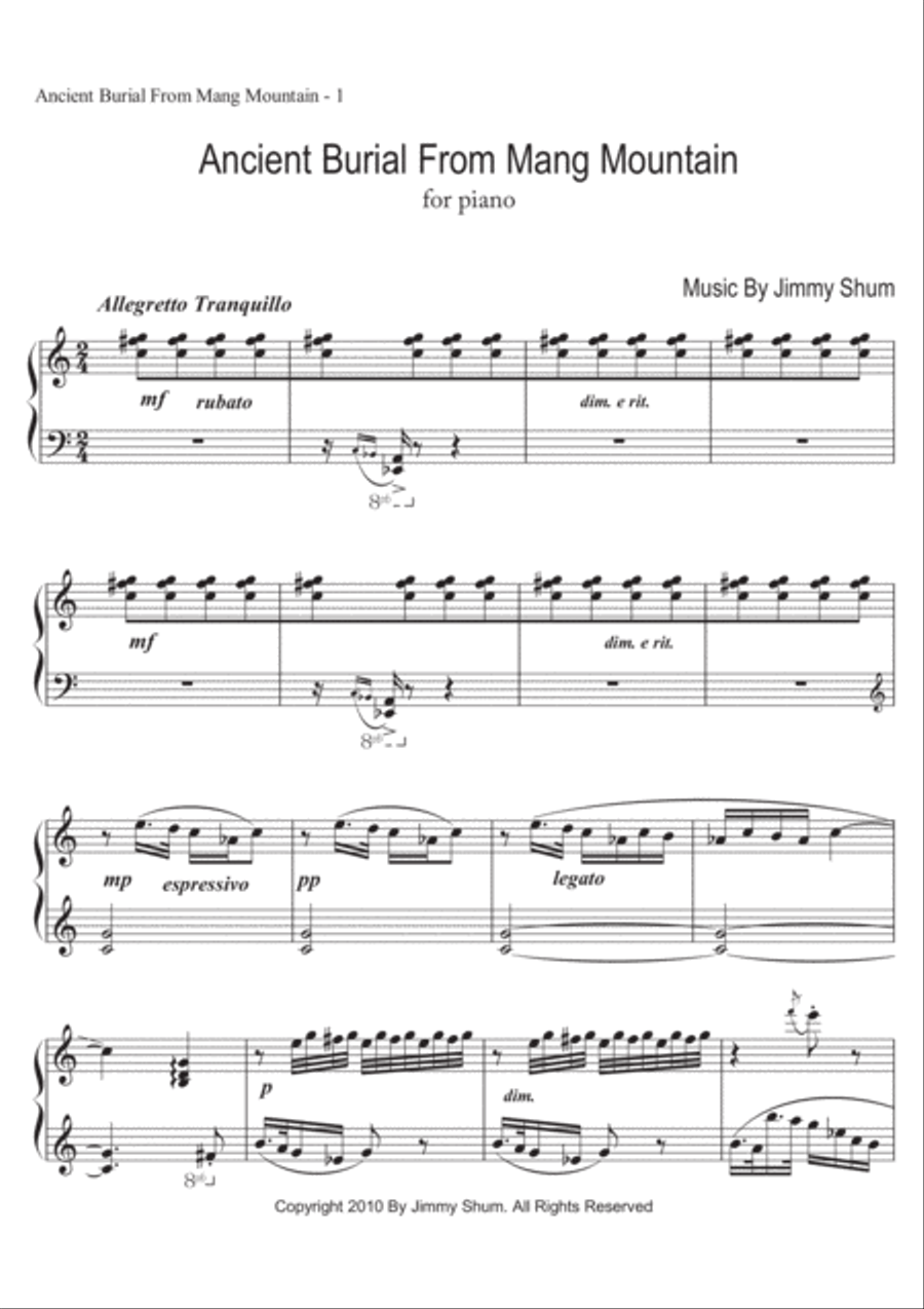 Ancient Burial From Mang Mountain Piano Solo scores gallery preview page 2