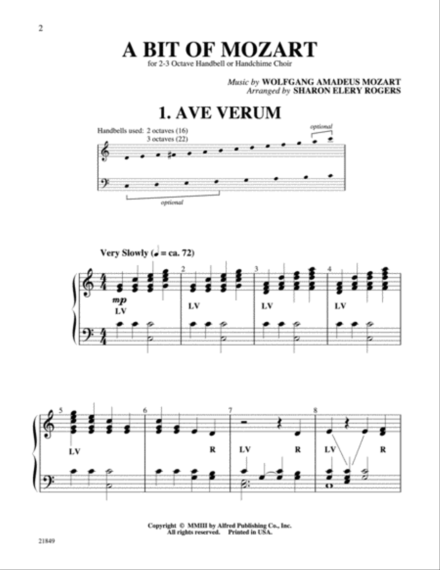 A Bit of Mozart Handbell Choir scores gallery preview page 2