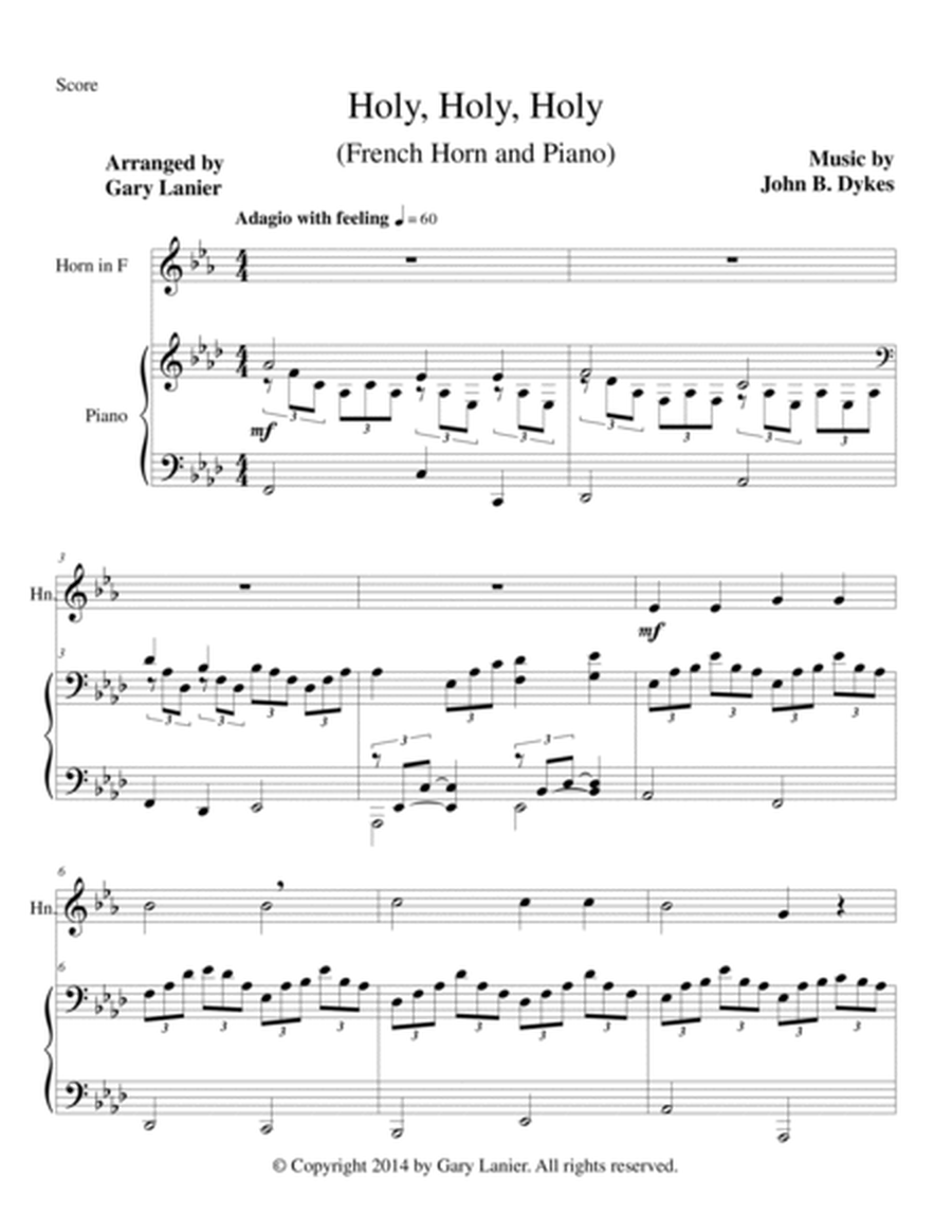 Gary Lanier: 3 GREAT HYMNS, Set 2 (Duets for Horn in F & Piano) image number null