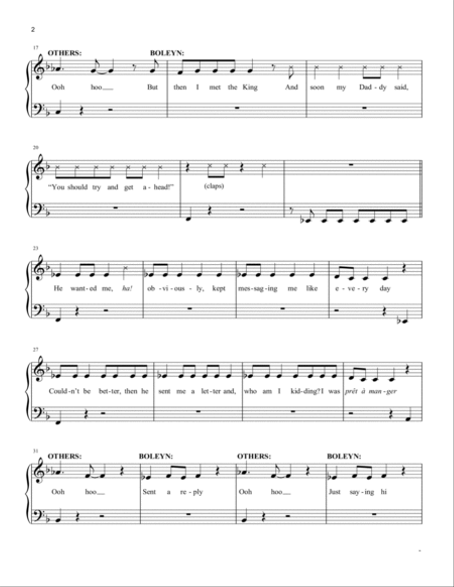 Don't Lose Ur Head (from Six: The Musical) Easy Piano scores gallery preview page 2