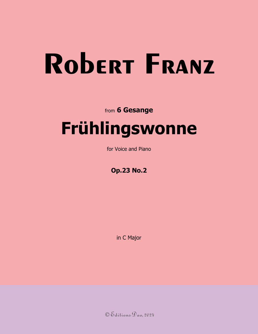 Fruhlingswonne, by Robert Franz, in C Major Voice scores gallery preview page 1