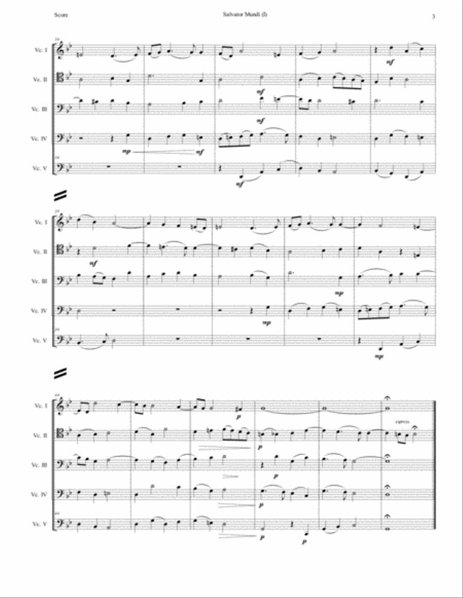 Salvator Mundi by Thomas Tallis for Cello Quintet String Quintet scores gallery preview page 4