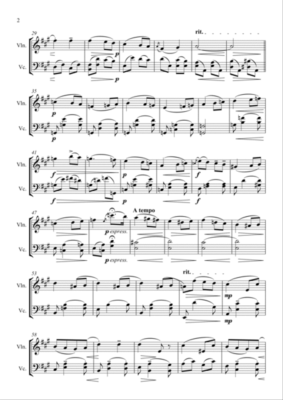 Salut D'Amour - Violin & Cello Arrangement by The Chapel Hill Duo String Duet scores gallery preview page 3