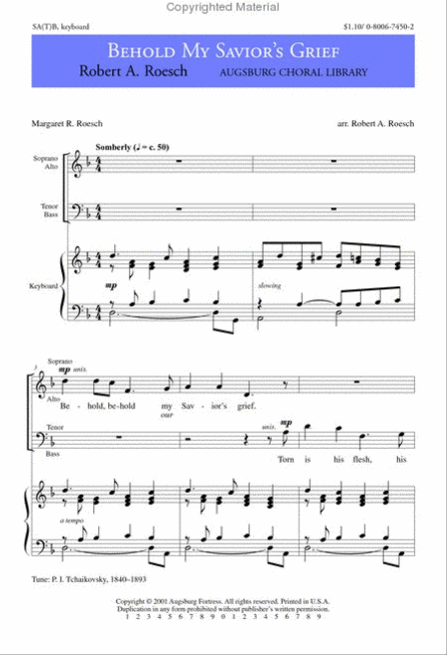 Behold, Behold My Savior's Grief SA scores gallery preview page 2