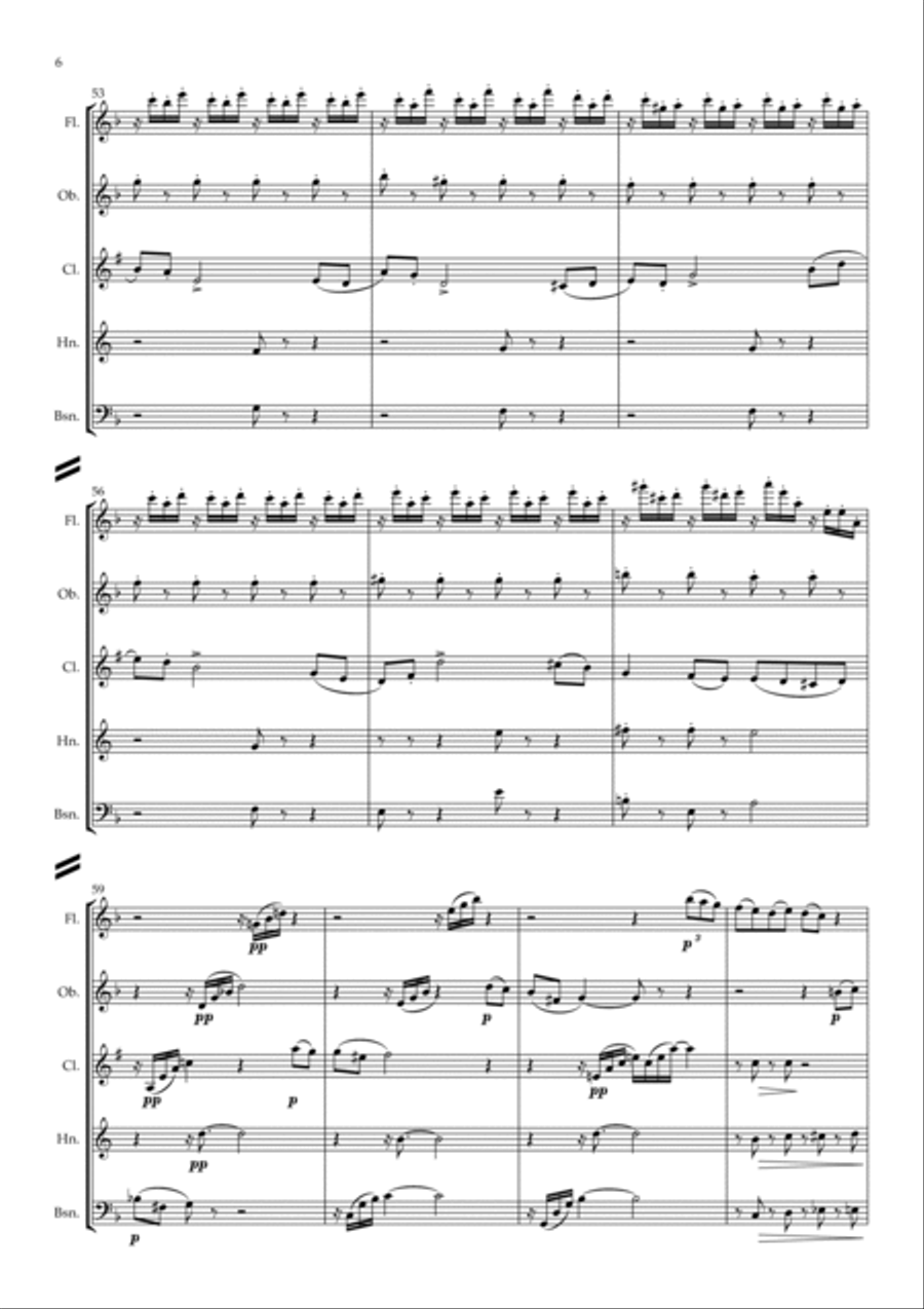 Tchaikovsky: The Seasons Op.37a No.11 November (Troika) - wind quintet Woodwind Quintet scores gallery preview page 6