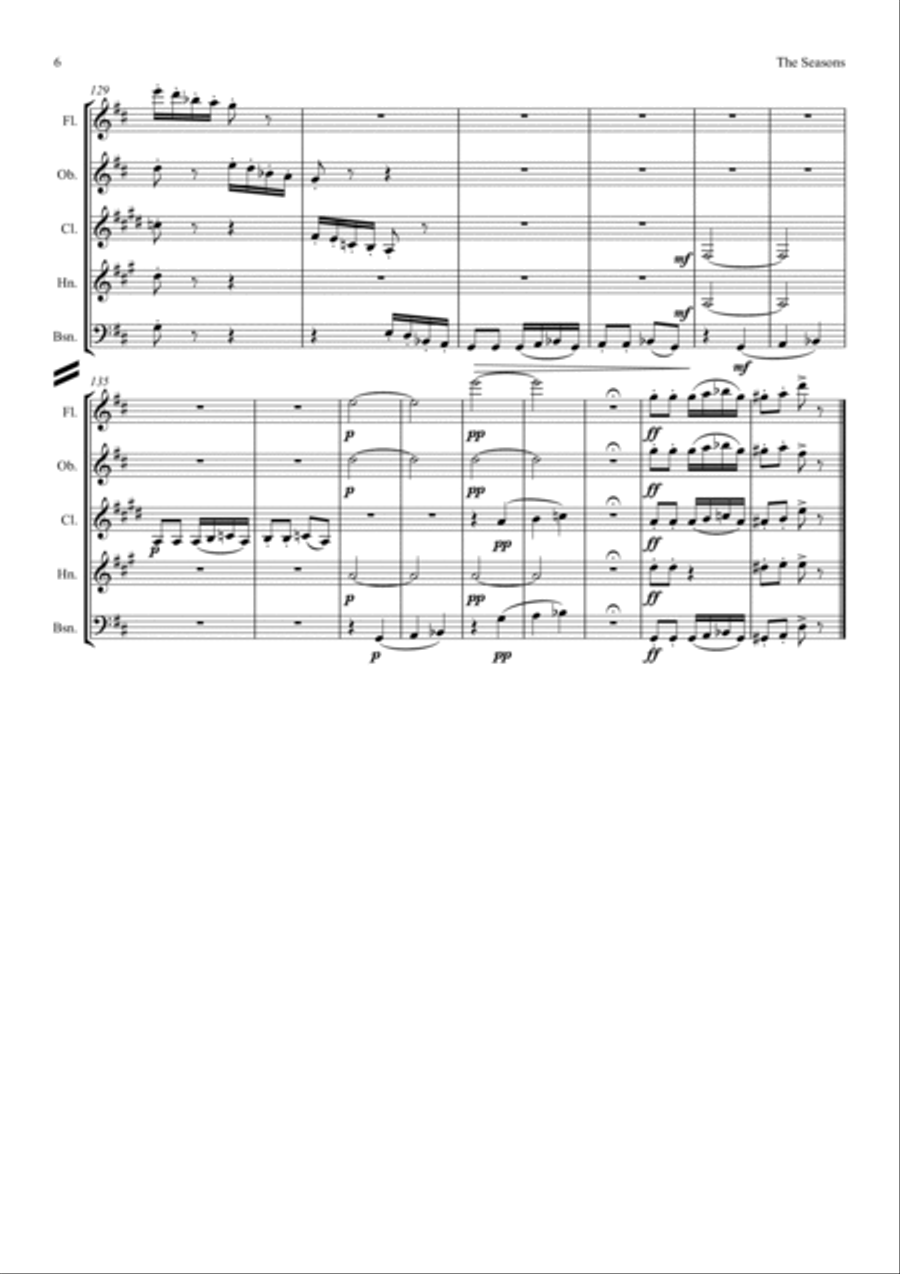 Tchaikovsky: The Seasons Op.37a (A selection of Six Pieces from) - wind quintet Woodwind Quintet scores gallery preview page 6