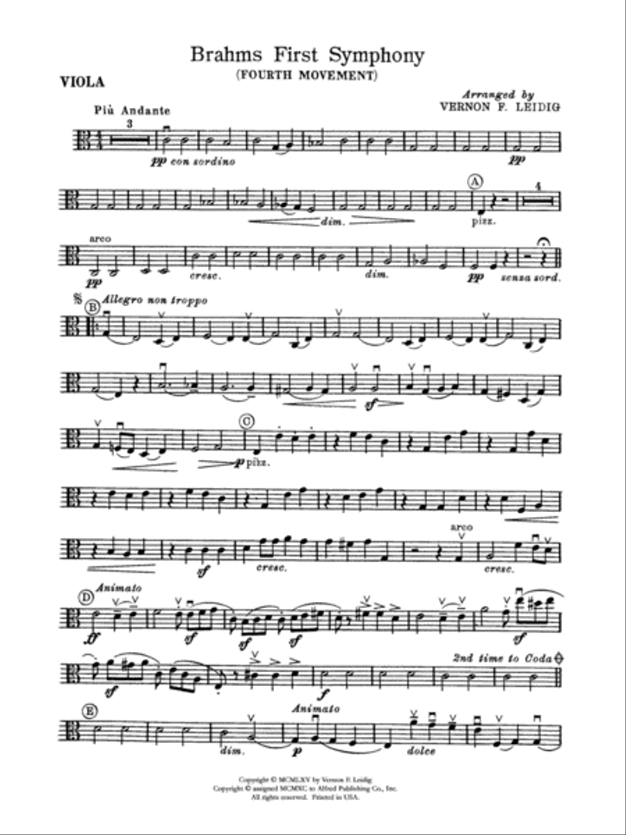 Brahms's 1st Symphony, 4th Movement: Viola Full Orchestra scores gallery preview page 1