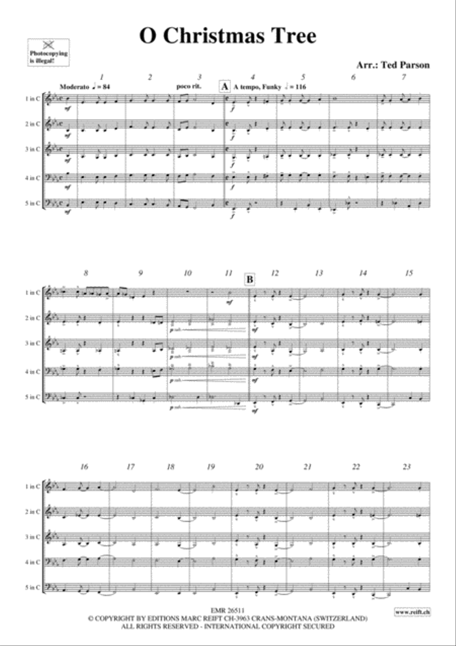 O Christmas Tree O Christmas Tree Brass Quintet scores gallery preview page 3
