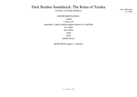 The Ruins of Tezuka (Dark Realms overture for small orchestra) image number null