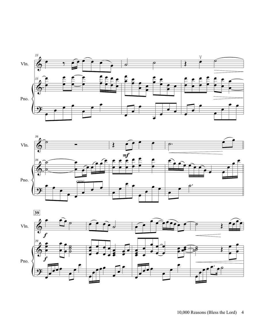 10,000 Reasons (Bless The Lord) Violin Solo scores gallery preview page 5