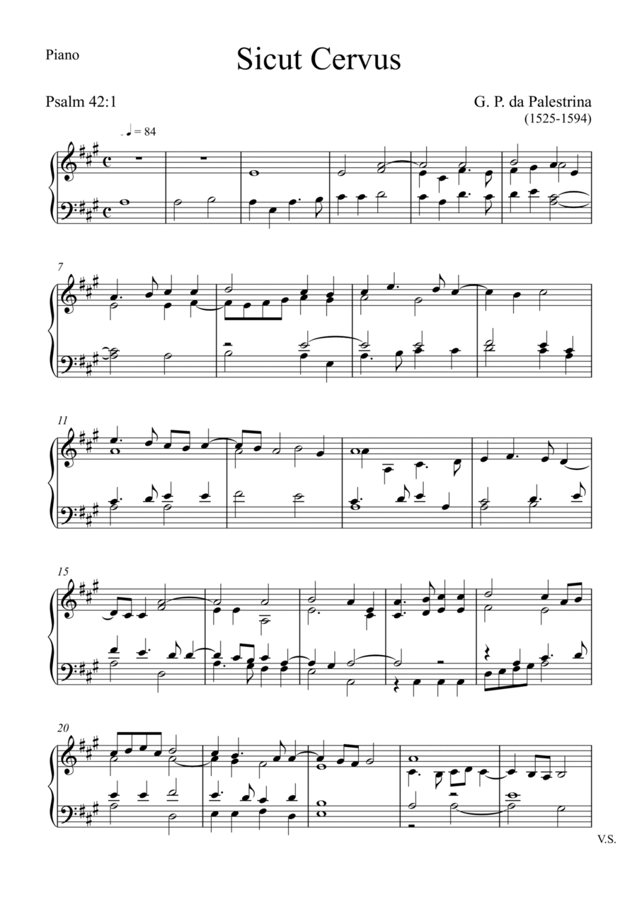 Giovanni Pierluigi da Palestrina - Sicut Cervus (Piano Reduction) Piano Method scores gallery preview page 1
