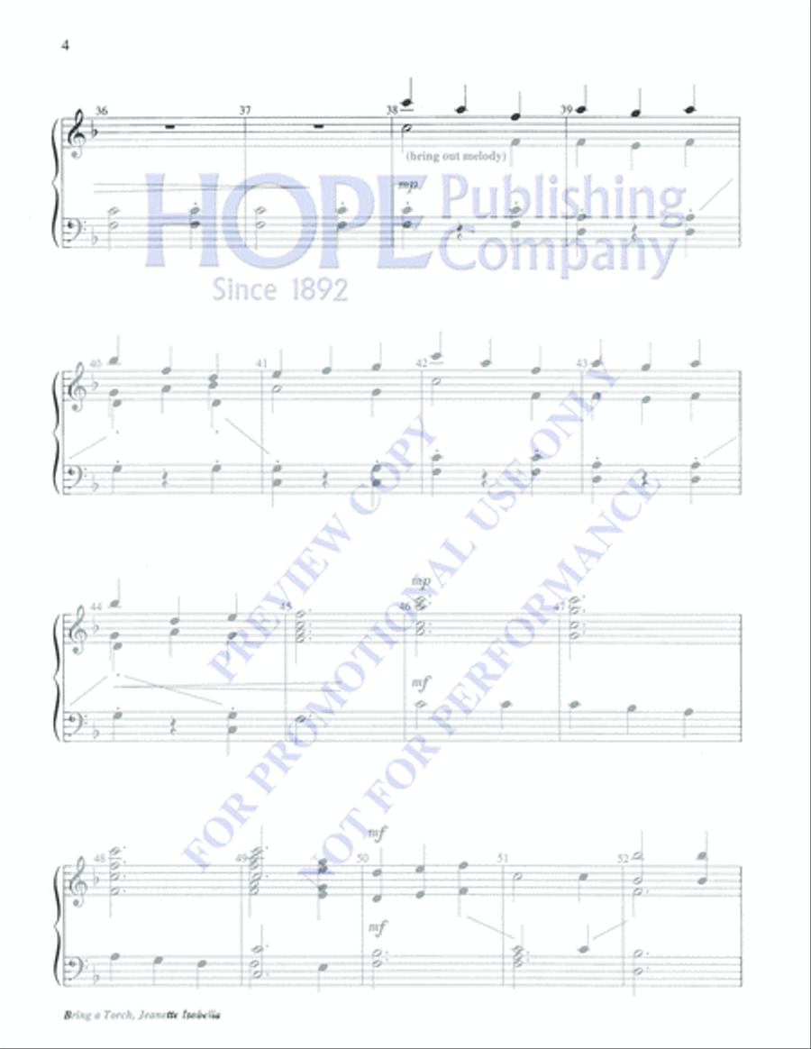 Bring a Torch, Jeanette Isabella 3-Octaves scores gallery preview page 4