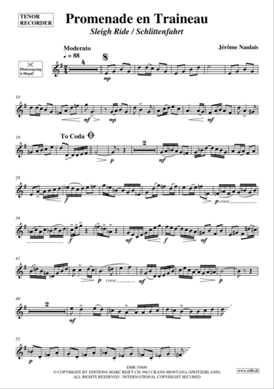 Promenade en Traineau Tenor Recorder scores gallery preview page 4