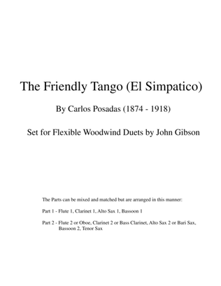 The Friendly Tango by Carlos Posadas set for flexible woodwind duets