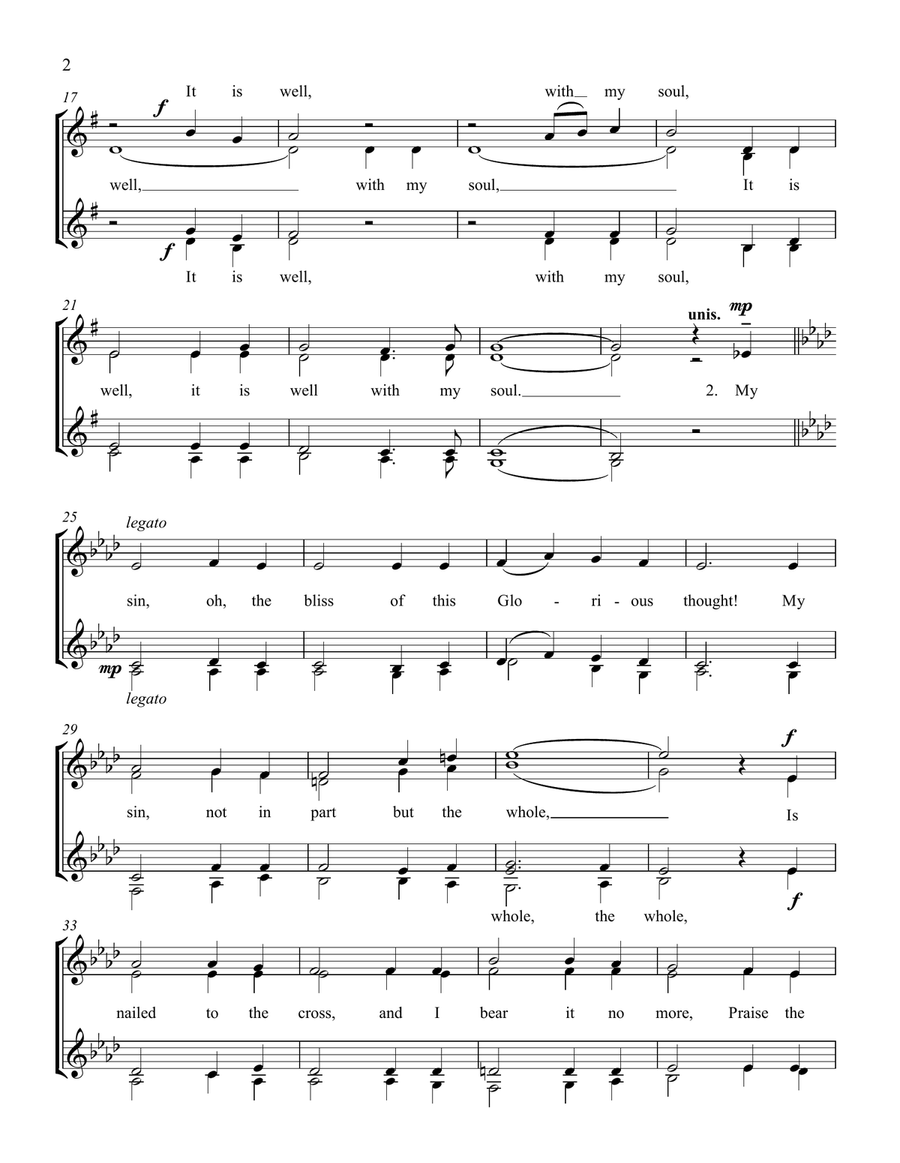 It Is Well With My Soul for S.S.A.A. a cappella SSAA scores gallery preview page 2
