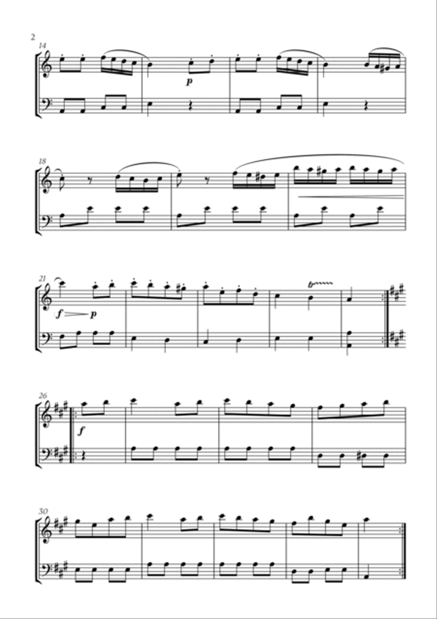W. A. Mozart - Turkish March (Alla Turca) for Violin and Bassoon Bassoon scores gallery preview page 2