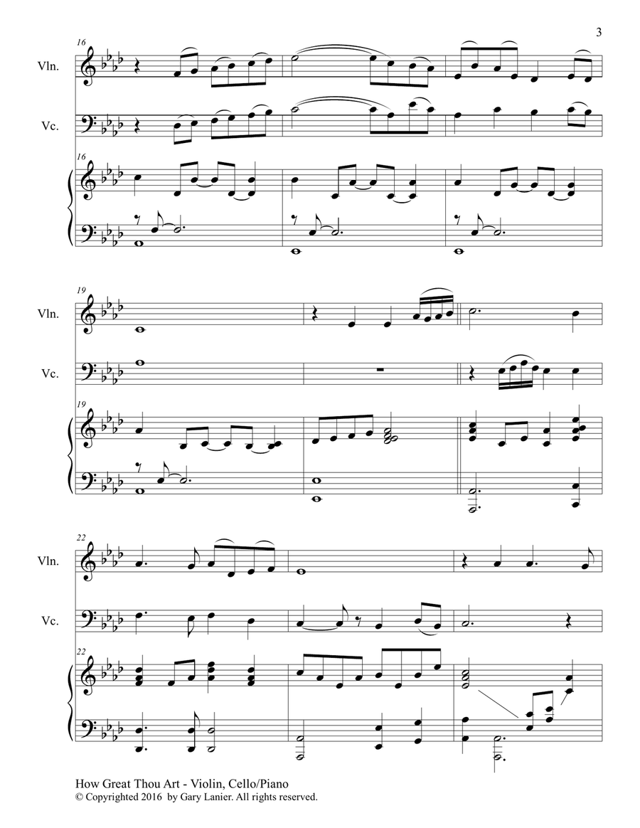 HOW GREAT THOU ART, Piano Trio (Violin, Cello, Piano with Score & Parts) Piano Trio scores gallery preview page 4