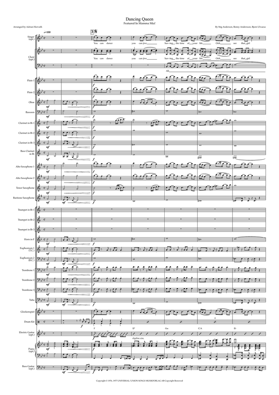 Dancing Queen Concert Band scores gallery preview page 3
