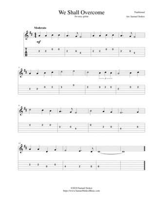 We Shall Overcome - for easy guitar with TAB
